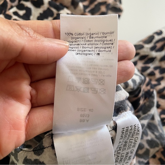 Ganni Leopard Print Button Down Blouse Black Tan Size 40 (US 8) Animal Print Top - Picture 10 of 10